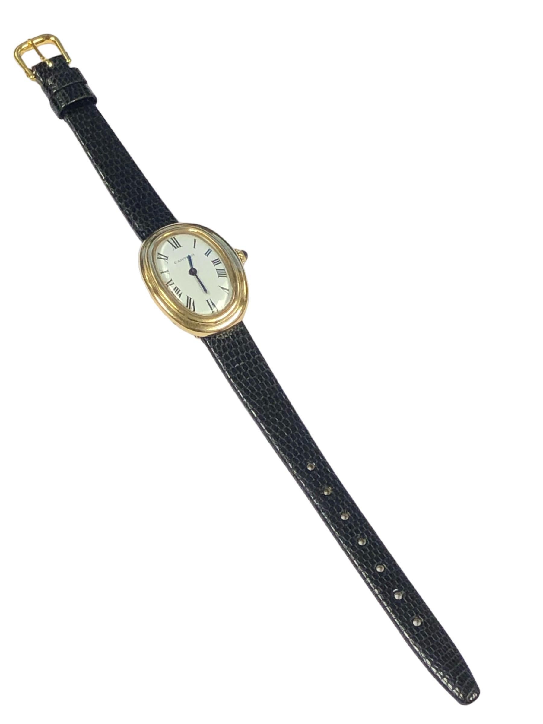 Montre-bracelet mécanique en or jaune pour dames Cartier Baignoire Excellent état à Chicago, IL