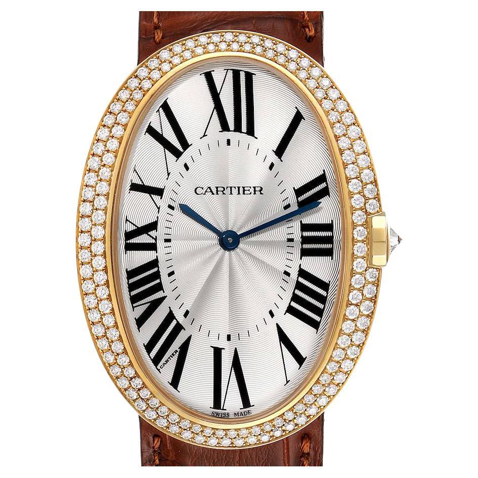 Cartier Baignoire Large 18k Rose Gold Diamond Ladies Watch WB520005