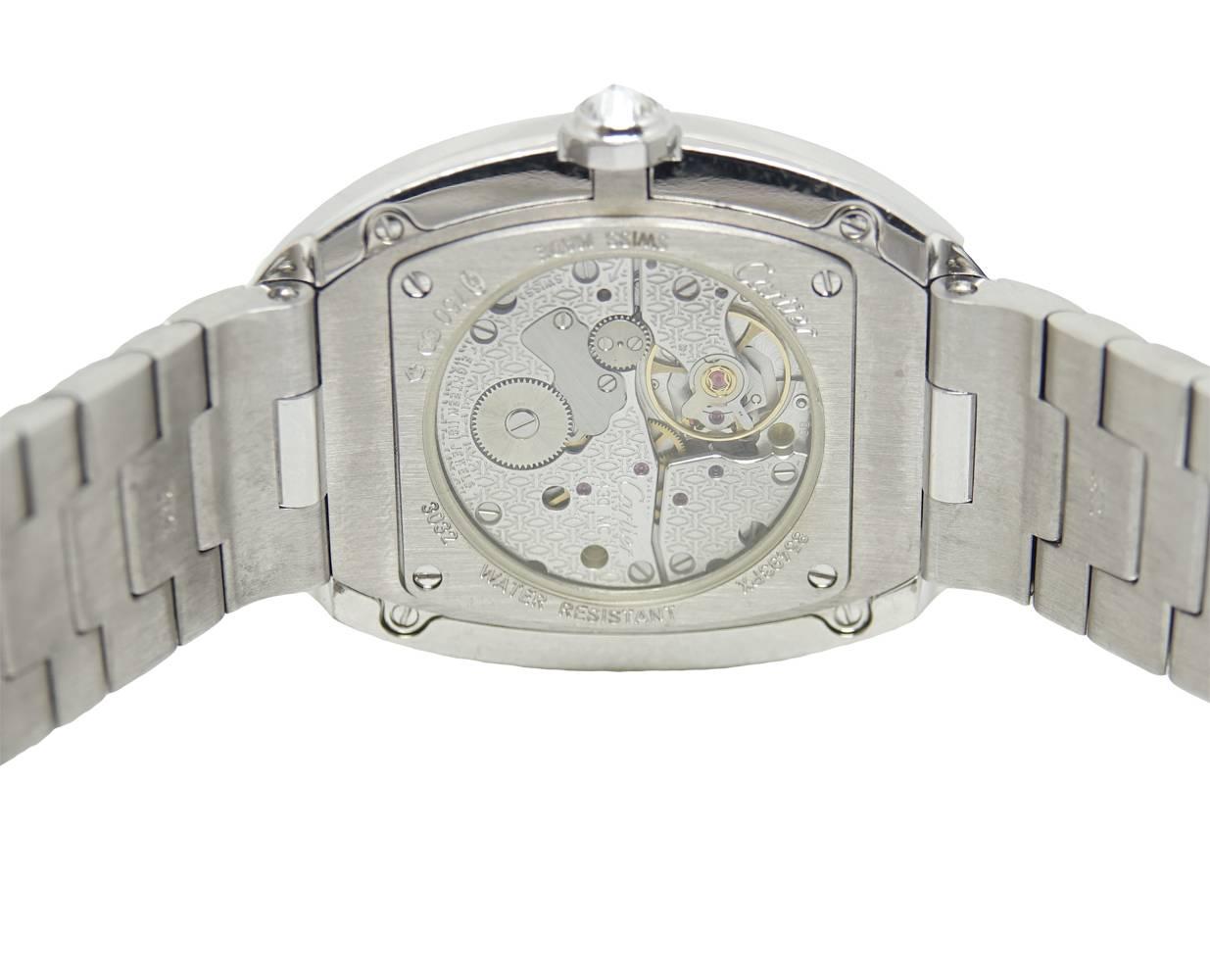Women's or Men's Cartier Baignoire Large Diamond Bezel White Gold Wristwatch WB520010