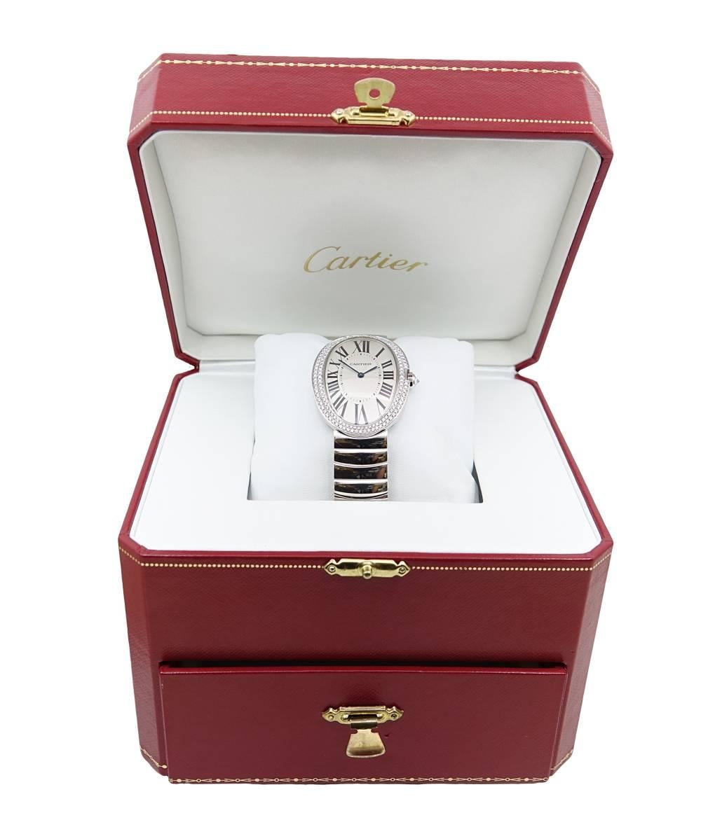 Cartier Baignoire Large Diamond Bezel White Gold Wristwatch WB520010 3