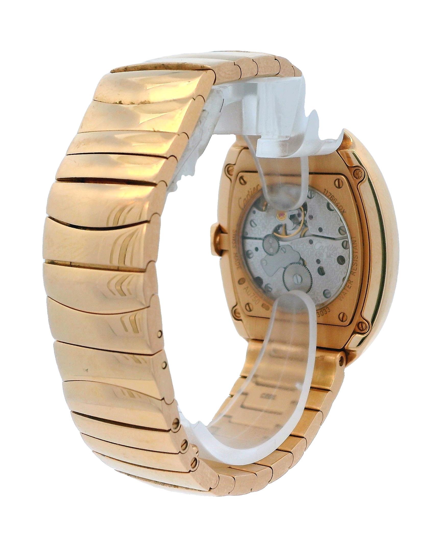 Women's or Men's Cartier Baignoire Large WB520003 Diamond 18K Rose W/Box & Papers For Sale
