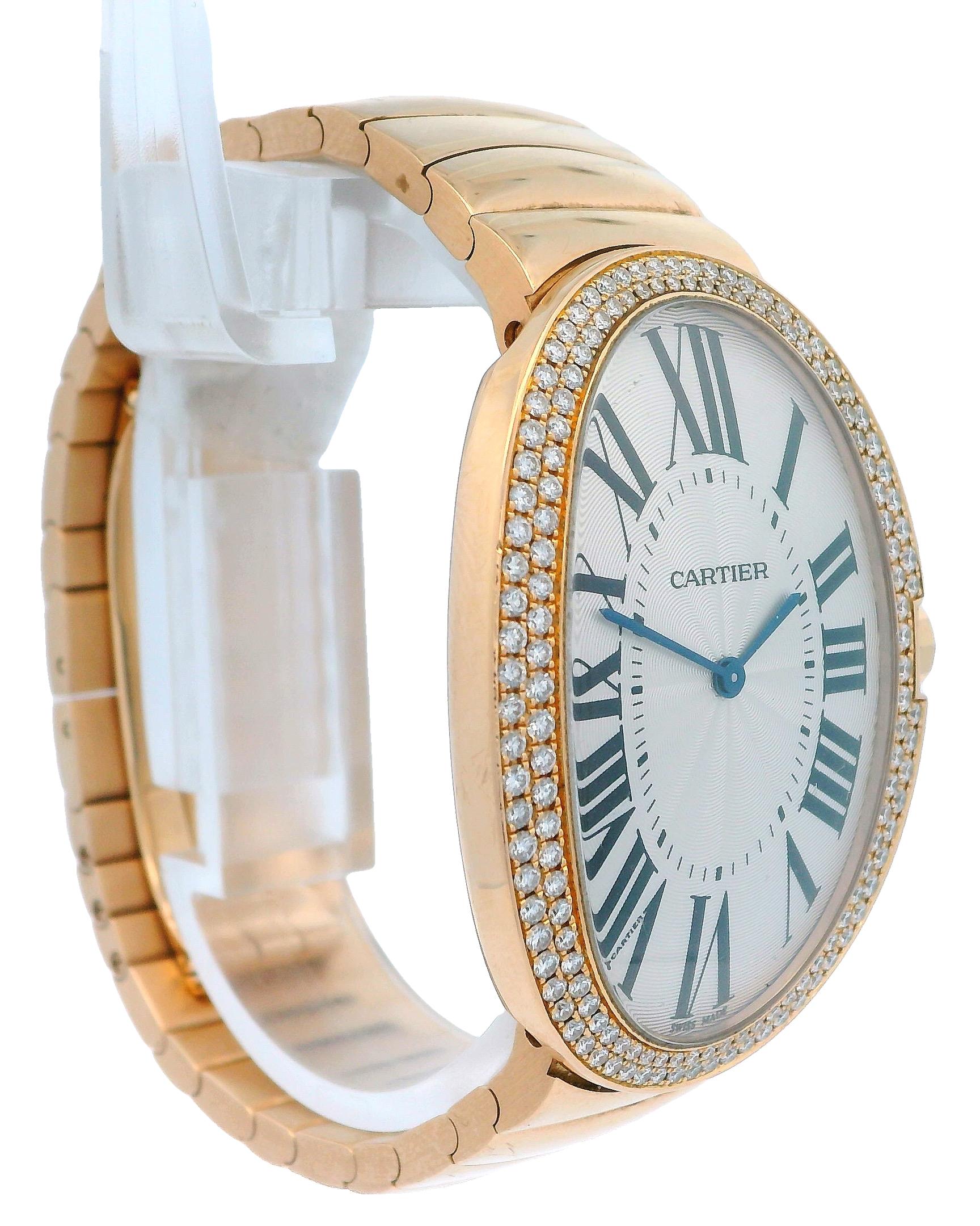 Cartier Baignoire Large WB520003 Diamond 18K Rose W/Box & Papers For Sale 2