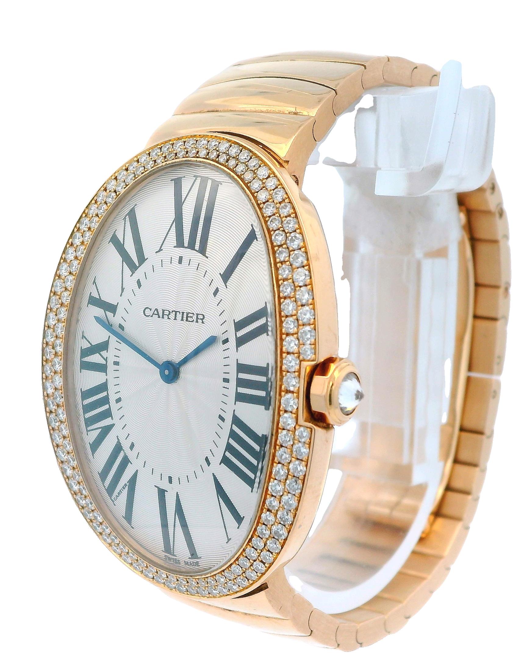 Cartier Baignoire Large WB520003 Diamond 18K Rose W/Box & Papers For Sale 4