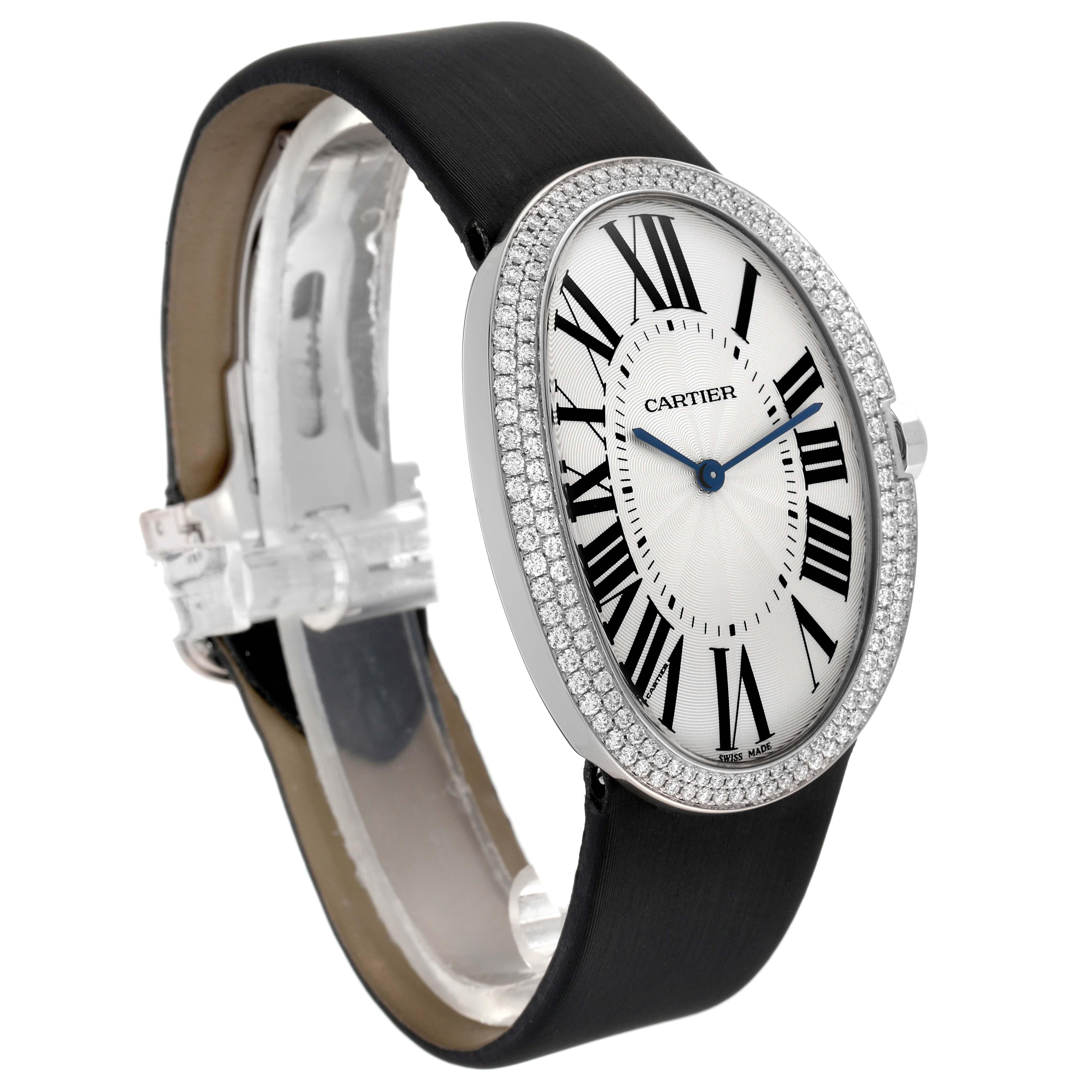 Cartier Baignoire, grande montre pour femme en or blanc et diamants WB520009, avec boîte en vente 3