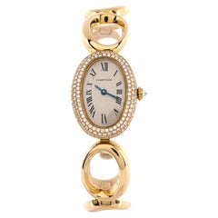 Cartier Baignoire Link Quartz Watch Yellow Gold with Diamond Bezel 20