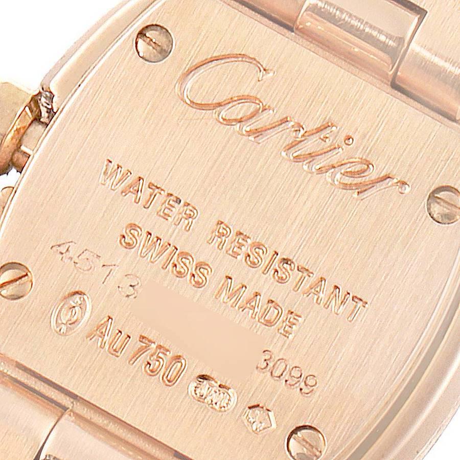 Cartier Baignoire Mini 18 Karat Rose Gold Ladies Watch W8000015 Box Papers In Excellent Condition For Sale In Atlanta, GA