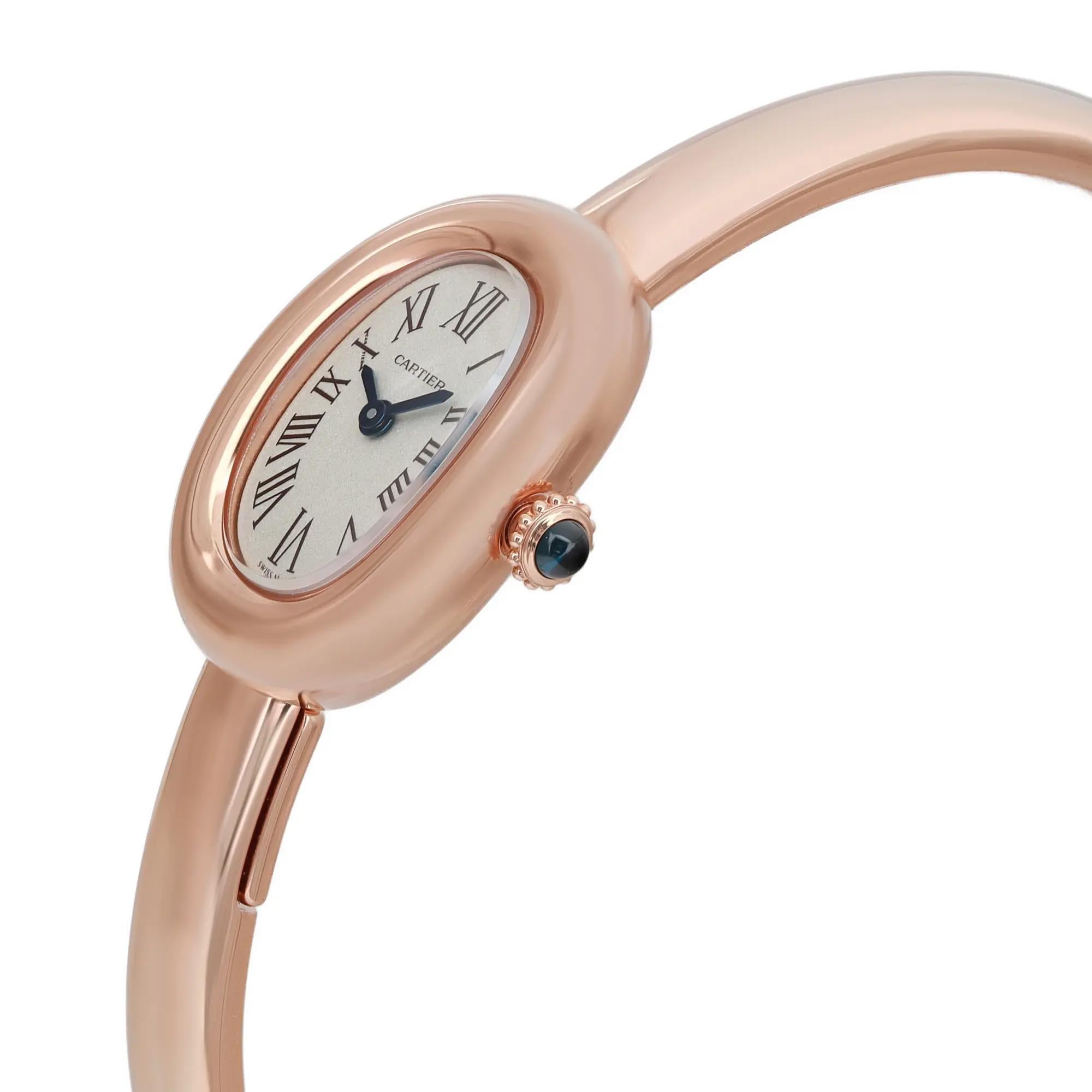 Reloj de cuarzo Cartier Baignoire Mini para señora, esfera plateada, oro rosa de 18 quilates WGBA0036 en Nuevo Estado en New York, NY