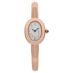 Cartier Baignoire Mini 18k Rose Gold Silver Dial Ladies Quartz Watch WGBA0036