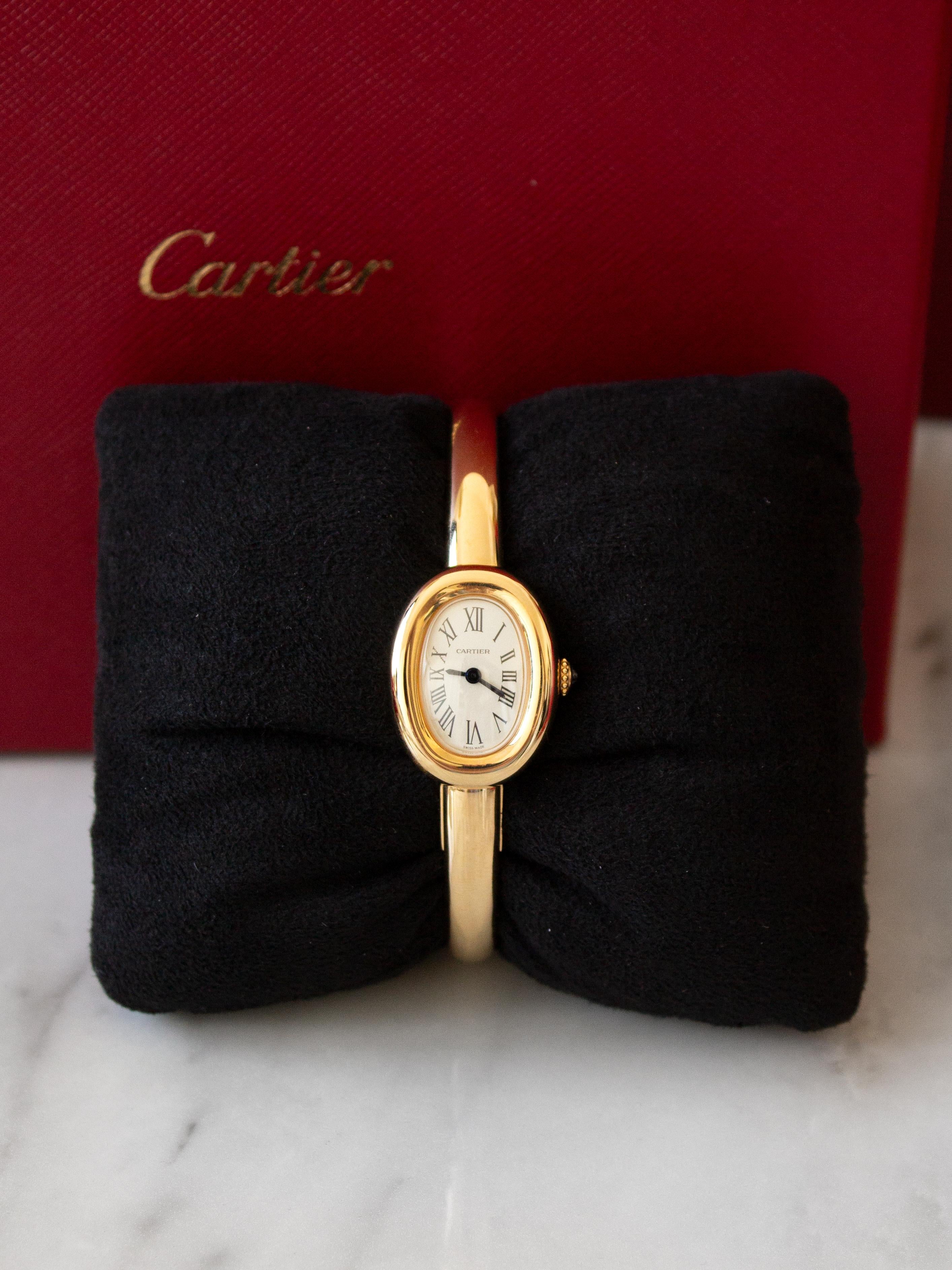 Cartier Baignoire Mini 18K Yellow Gold Bangle Watch 17 For Sale at 1stDibs cartier bangle watch cartier baignoire dupe cartier baignoire bangle dupe