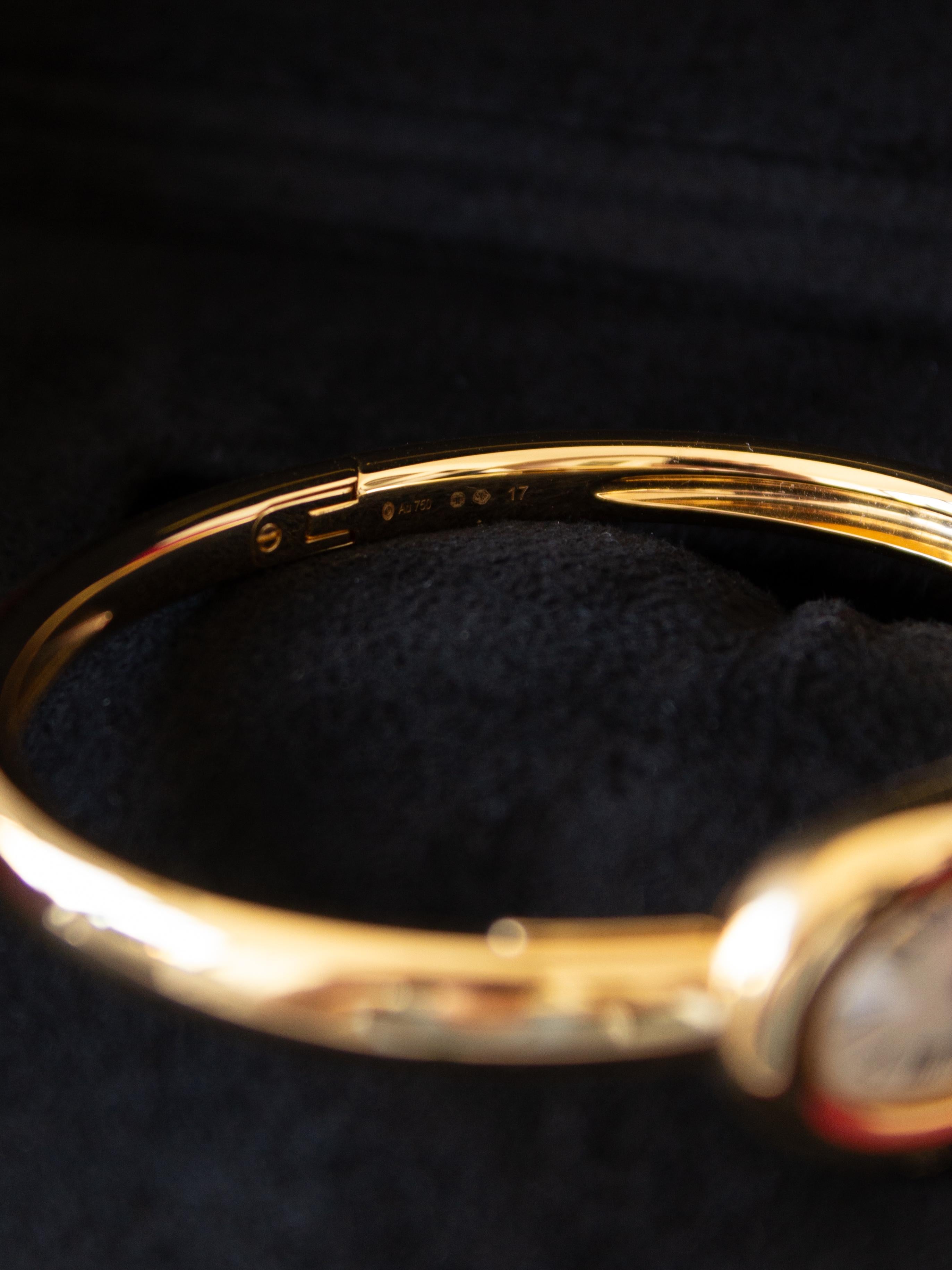 Cartier Baignoire Mini 18K Yellow Gold Bangle Watch 17 In Excellent Condition For Sale In Jersey City, NJ