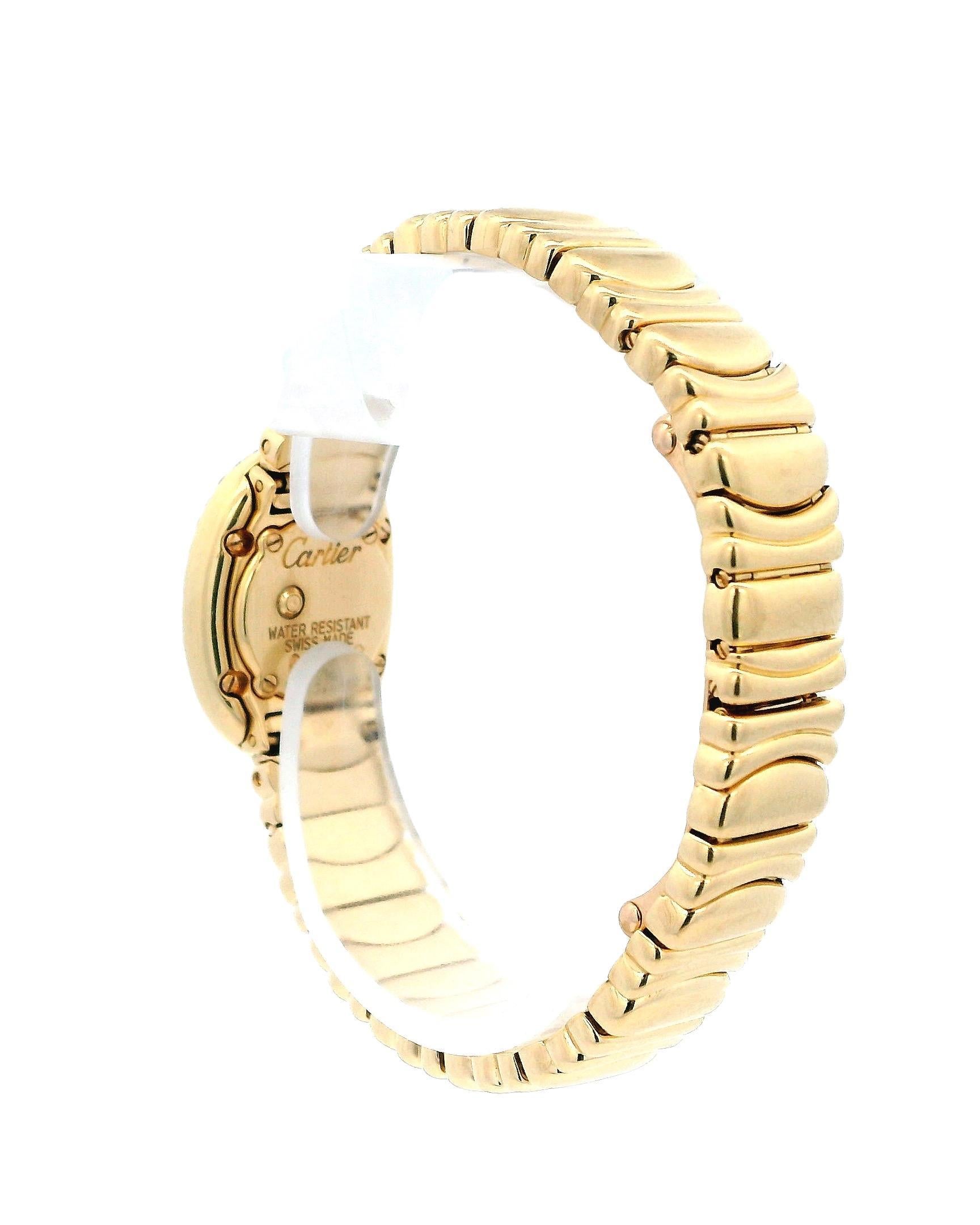 Bracelet Casque d'or Cartier Baignoire Mini 2368 avec lunette et boîtier en diamants Excellent état à Great Neck Plaza, NY