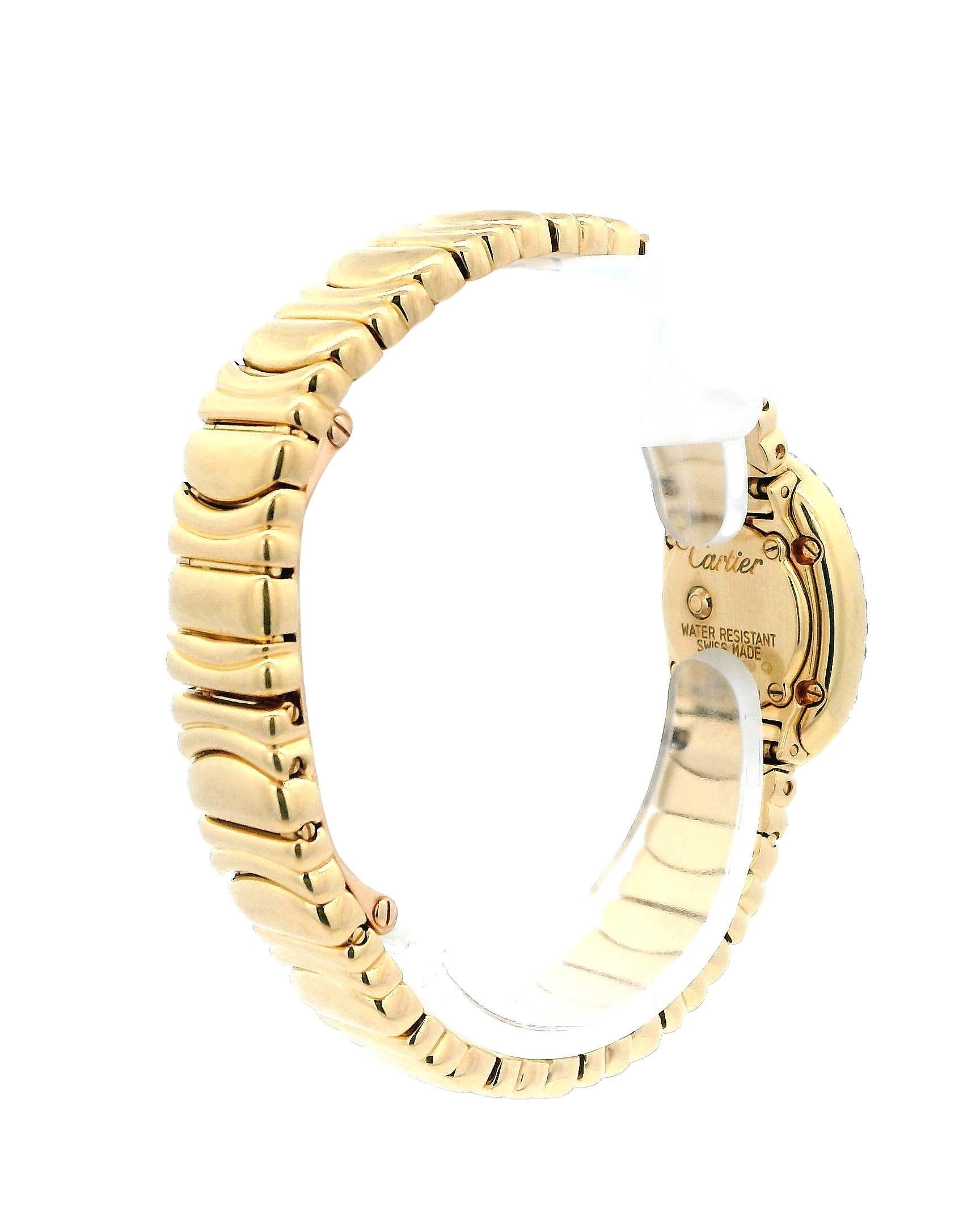  Bracelet Casque d'or Cartier Baignoire Mini 2368 avec lunette et boîtier en diamants Pour femmes 