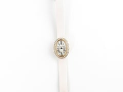 Cartier Baignoire Mini Diamond 18 Karat Gold Oval Ladies Watch Pink Satin Band