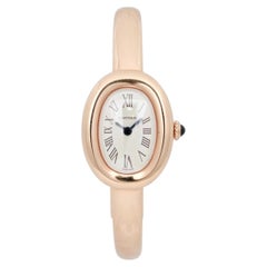 Cartier Baignoire Mini Size 15 18k Rose Gold Silver Dial Ladies Watch WGBA0019