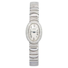 Cartier Baignoire MINI W15133L2 18k White Diamond Bezel White Dial Quartz 18MM