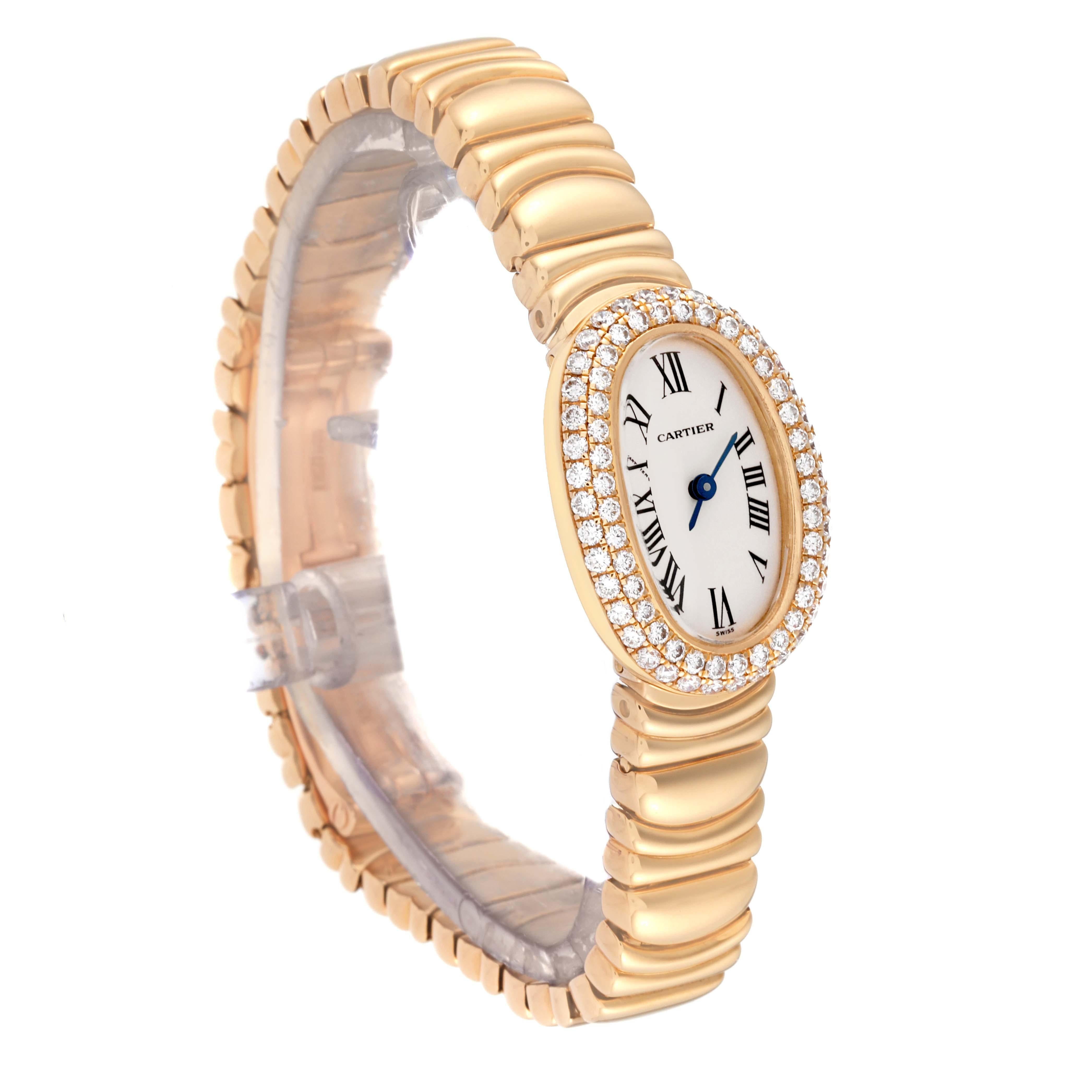 Women's Cartier Baignoire Mini Yellow Gold Diamond Ladies Watch WB5094D8