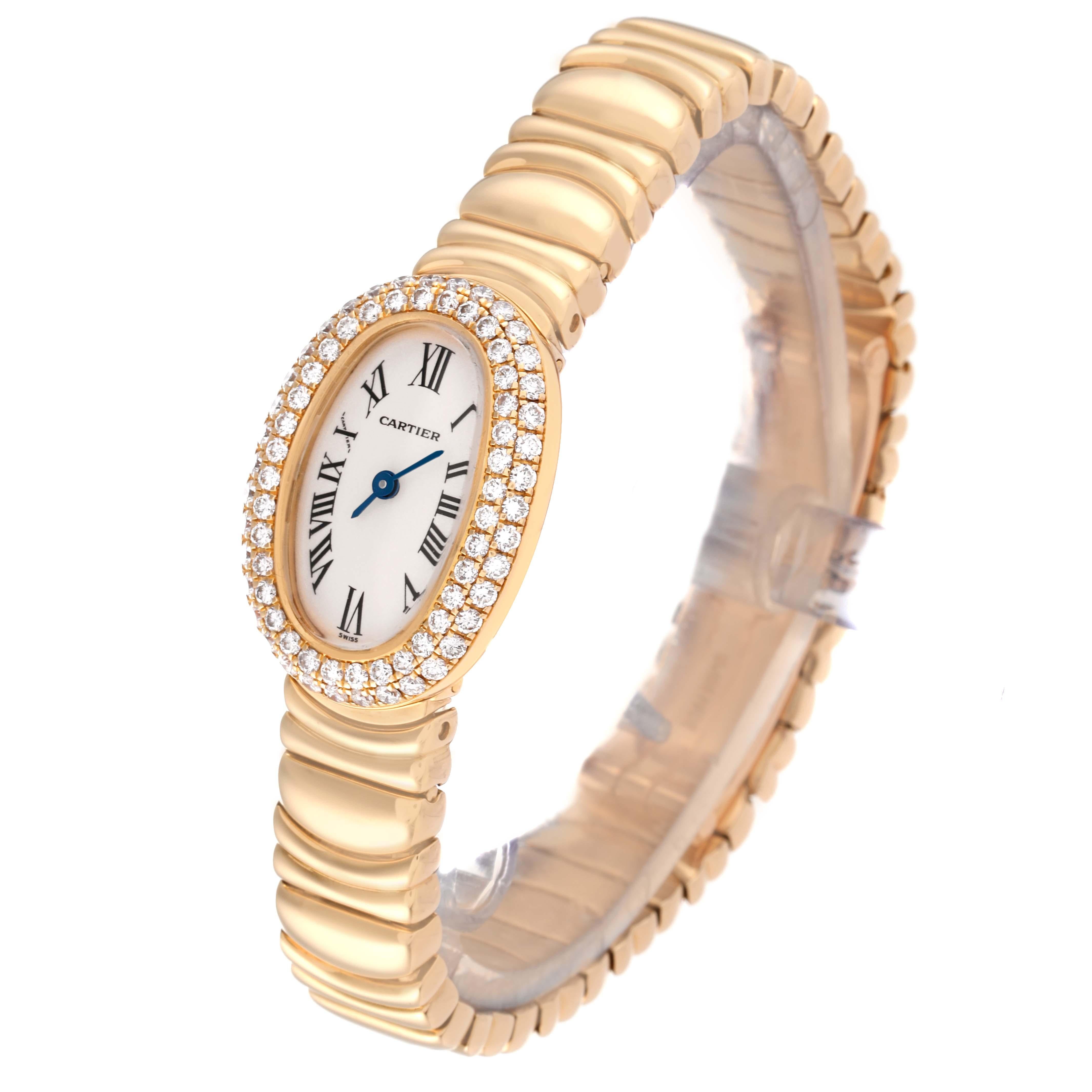 Cartier Baignoire Mini Yellow Gold Diamond Ladies Watch WB5094D8 5