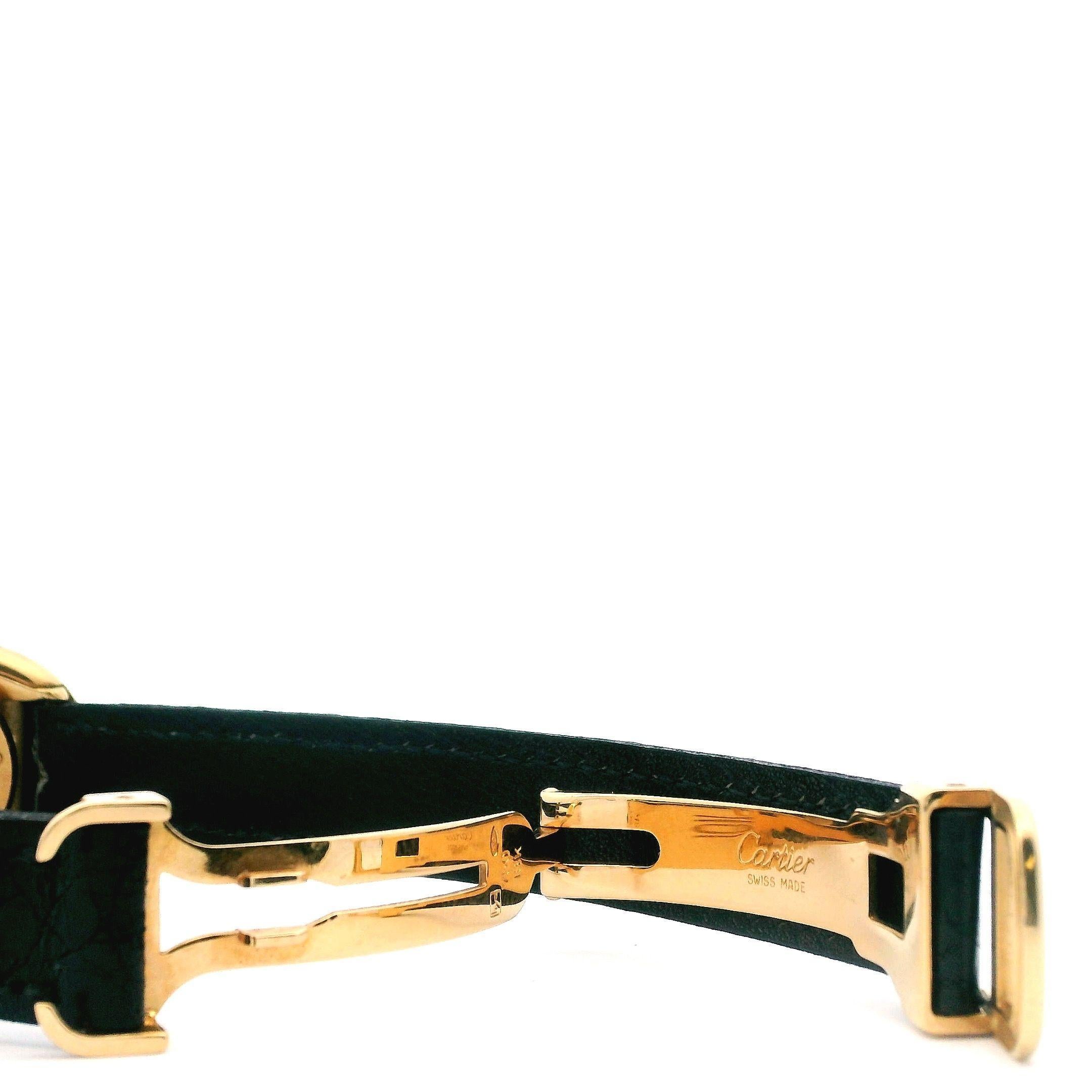 Cartier Baignoire Paris 18K Yellow Gold & Factory Diamond Bezel Ladies Watch In Excellent Condition In Great Neck Plaza, NY