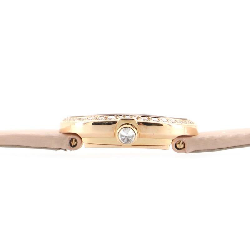 Cartier Baignoire Quartz Watch Rose Gold and Satin with Diamond Bezel 18 In Good Condition In New York, NY