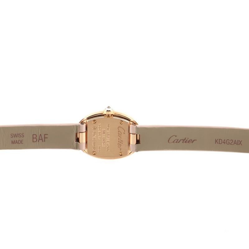 Women's Cartier Baignoire Quartz Watch Rose Gold and Satin with Diamond Bezel 18