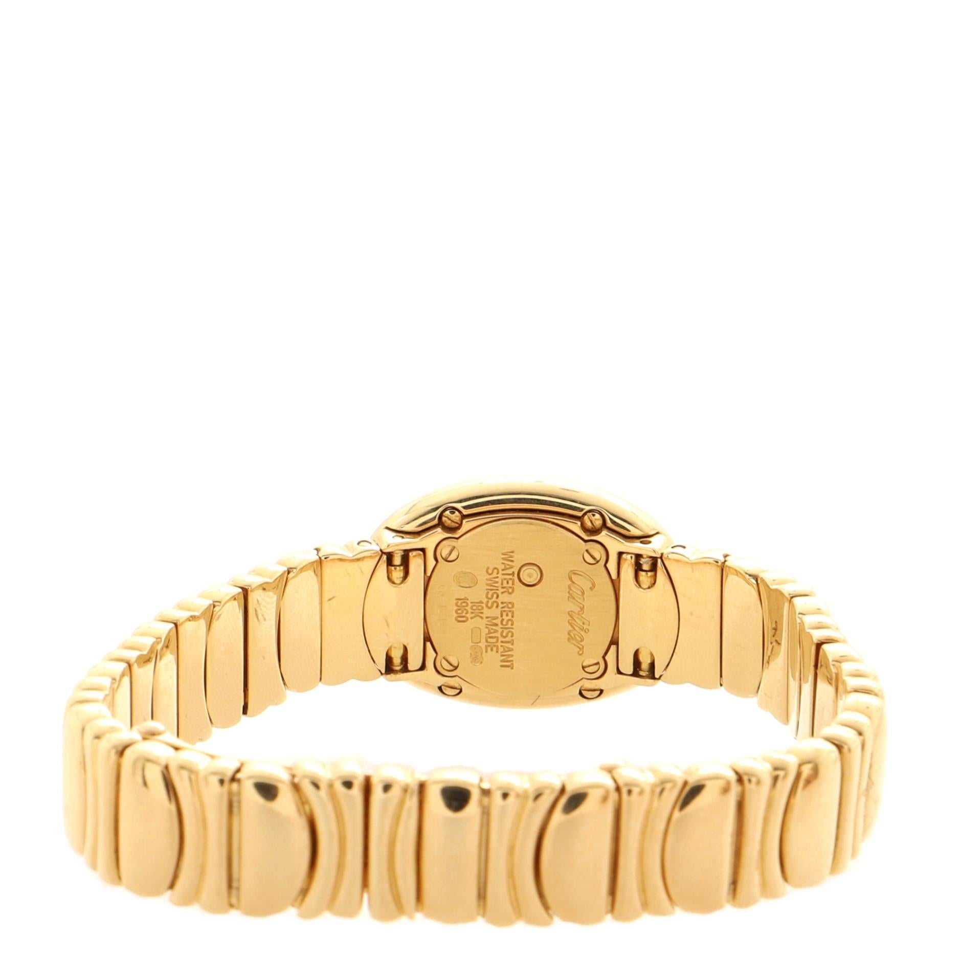 Women's or Men's Cartier Baignoire Quartz Watch Yellow Gold with Diamond Bezel 18