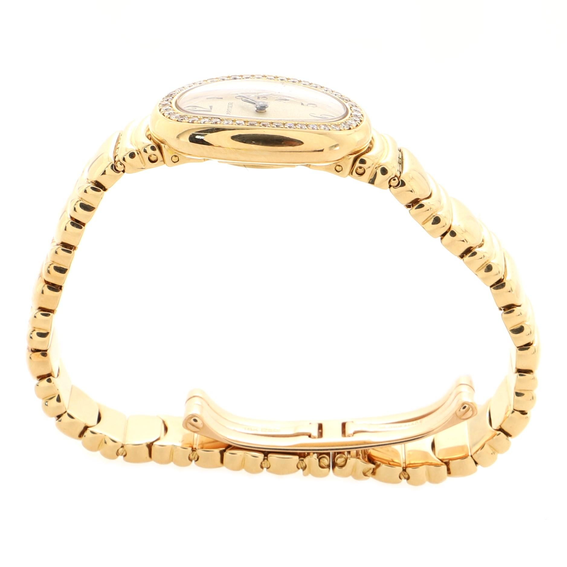 Cartier Baignoire Quartz Watch Yellow Gold with Diamond Bezel 18 1