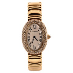 Cartier Baignoire Quartz Watch Yellow Gold with Three Row Diamond Bezel 22