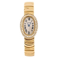 Cartier Baignoire Quartz Watch Yellow Gold with Two Row Diamond Bezel 18 