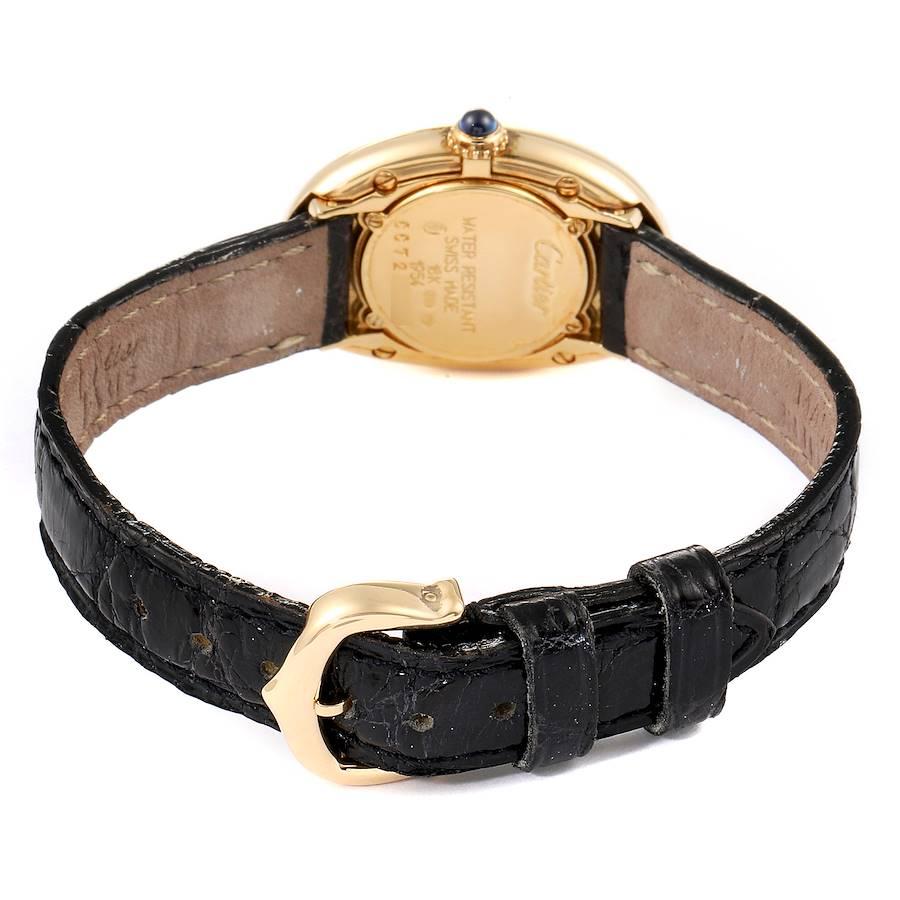 Women's Cartier Baignoire Silver Dial Black Strap Yellow Gold Ladies Watch 1954 For Sale