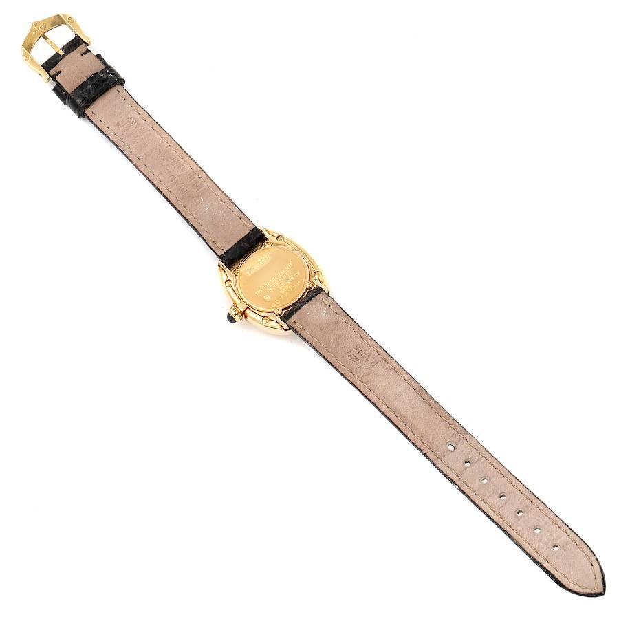 Cartier Baignoire Silver Dial Black Strap Yellow Gold Ladies Watch 1954 For Sale 2