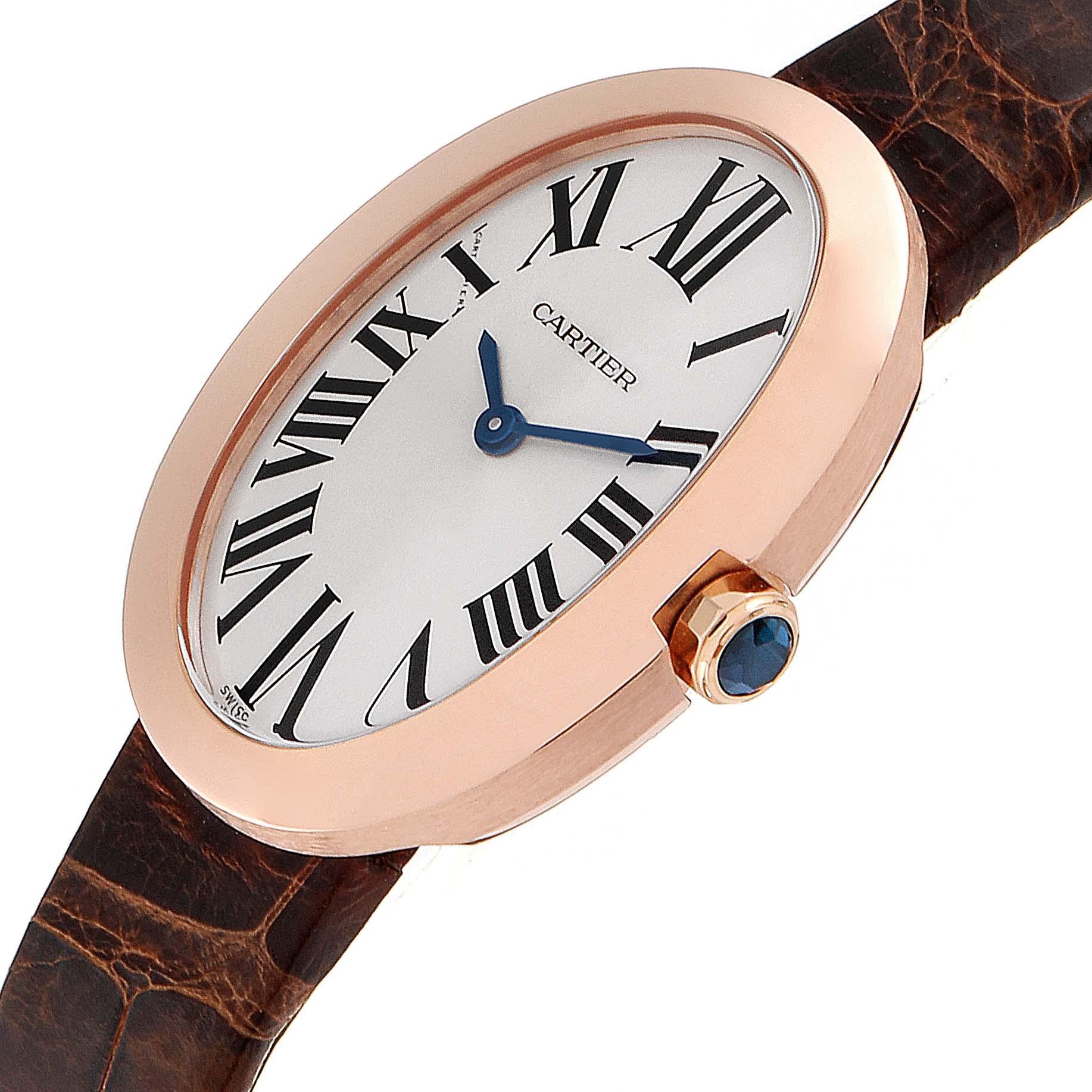 Cartier Baignoire Silver Dial Rose Gold 