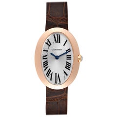 Cartier Baignoire Silver Dial Rose Gold Ladies Watch W8000007