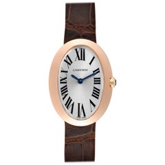 Cartier Baignoire Roségold Damenuhr mit silbernem Zifferblatt W8000007
