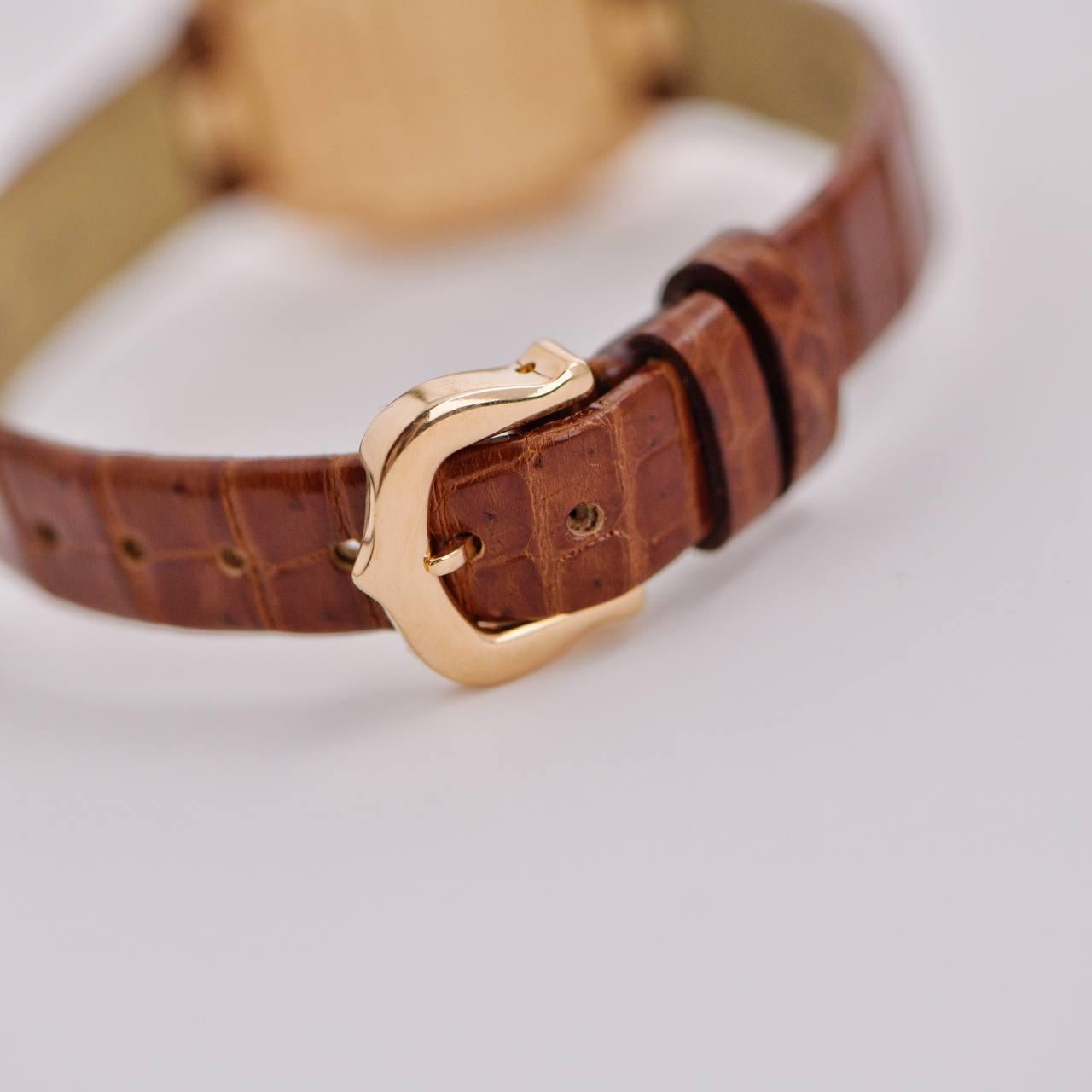 Uncut Cartier Baignoire Small Model 18k Rose Gold on Leather W8000007