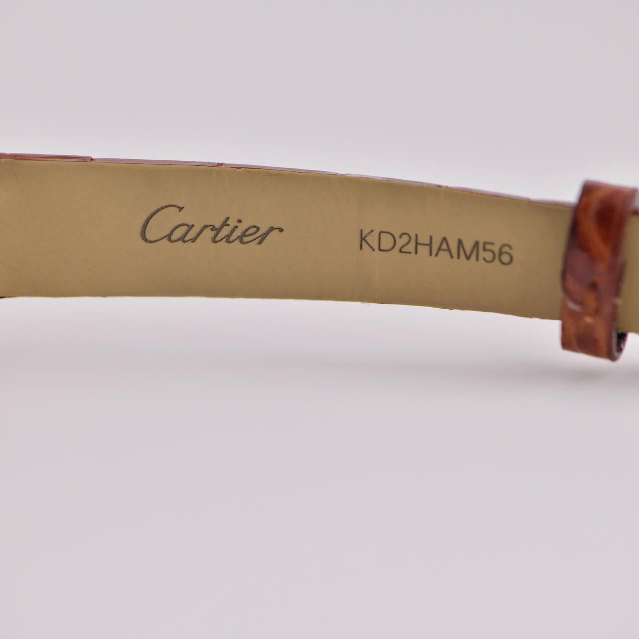 Women's or Men's Cartier Baignoire Small Model 18k Rose Gold on Leather W8000007
