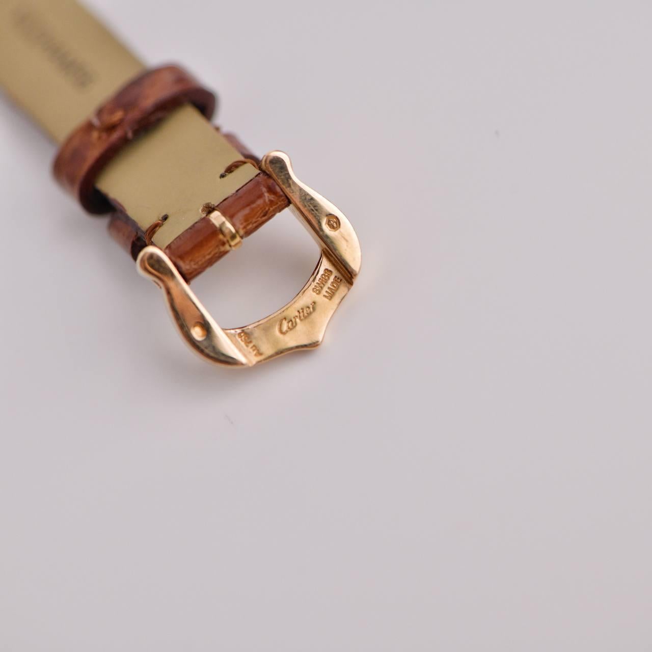 Cartier Baignoire Small Model 18k Rose Gold on Leather W8000007 1