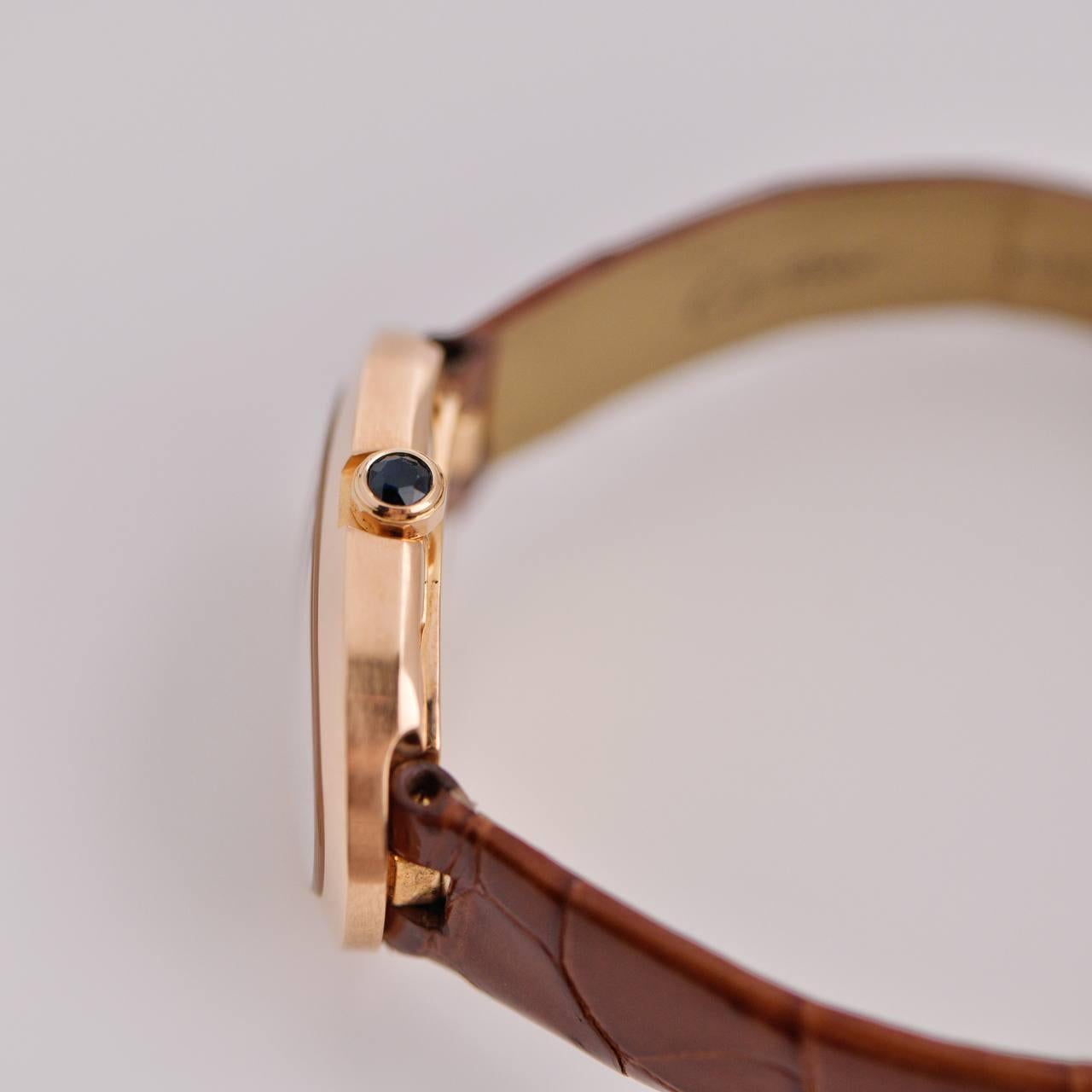 Cartier Baignoire Small Model 18k Rose Gold on Leather W8000007 3
