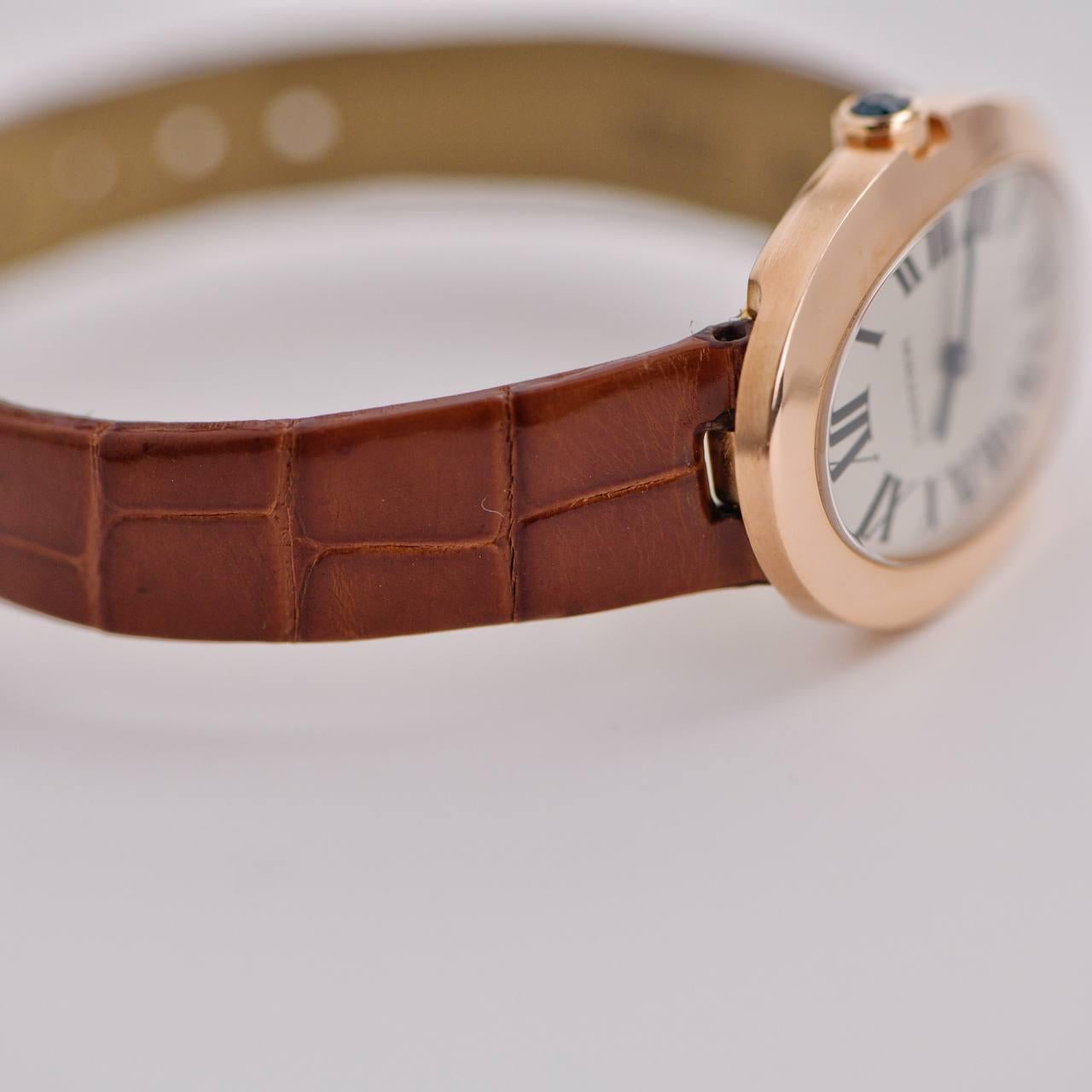 Cartier Baignoire Small Model 18k Rose Gold on Leather W8000007 4