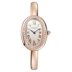 Cartier Baignoire Small WJBA0041 Montre en or rose argenté avec cadran en diamant, lunette et quartz