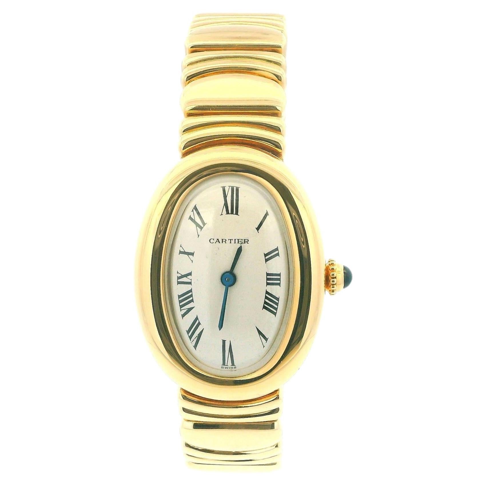Cartier Baignoire W15005D8 18K Yellow Gold Ladies Watch W/Service papers