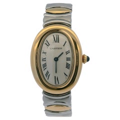 Cartier Baignoire W15045D8 18k Yellow Gold Steel Ladies Watch