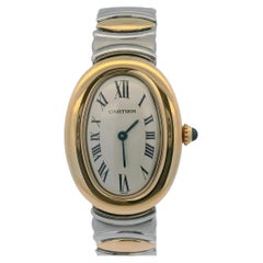 Cartier Baignoire W15045D8 18k Yellow Gold Steel Ladies Watch