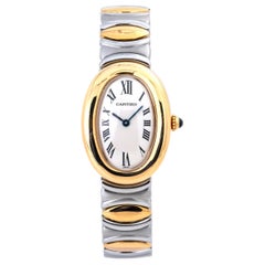 Cartier Baignoire W15045D8 Ladies Quartz Watch 18 Karat Two-Tone Off-White Dial