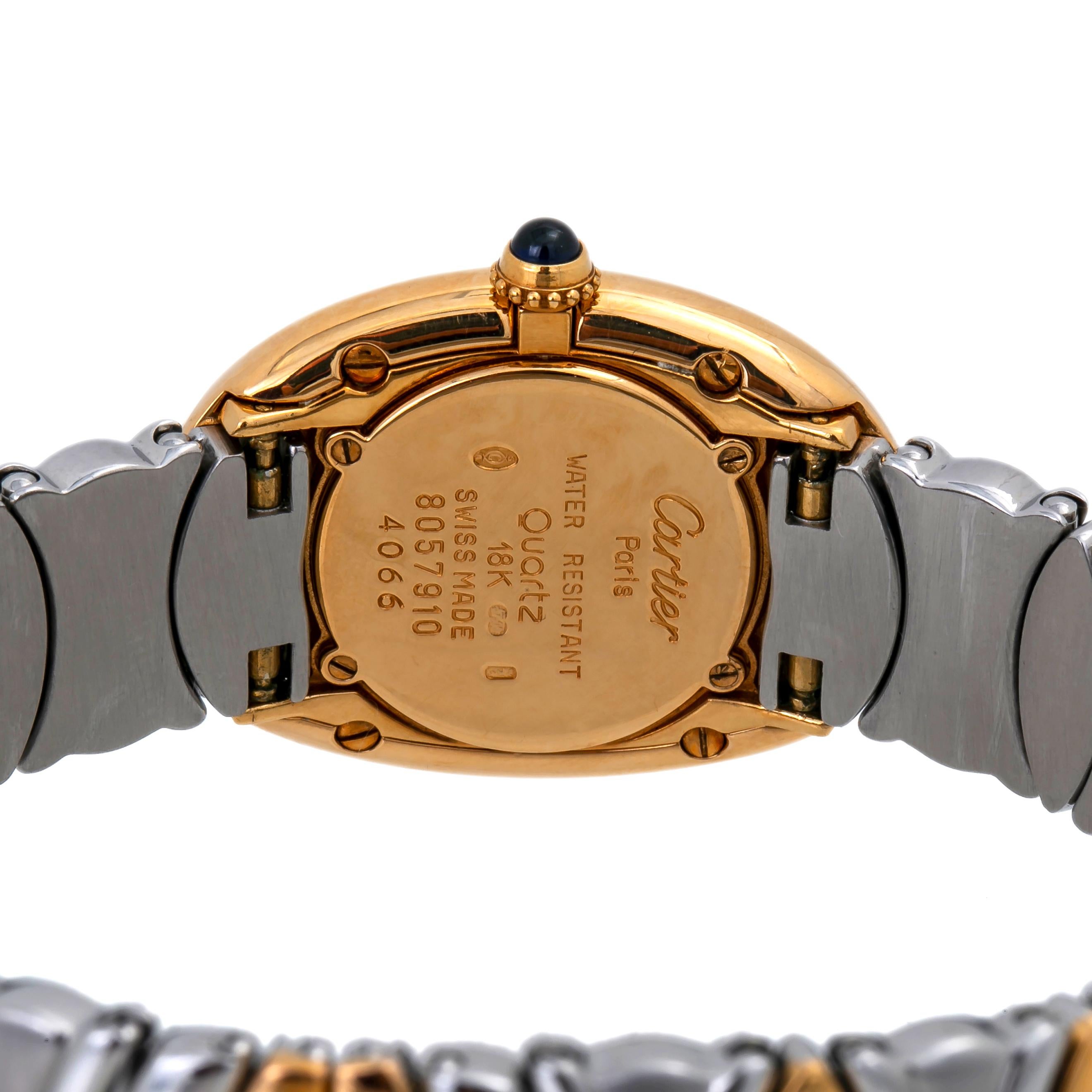 Contemporary Cartier Baignoire W15045D8 Lady's Quartz Watch 18K Two Tone Off White Dial For Sale