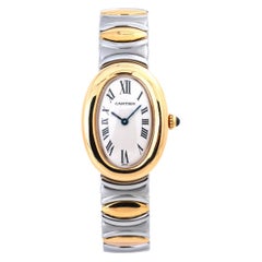 Cartier Baignoire W15045D8 Lady's Quartz Watch 18K Two Tone Off White Dial