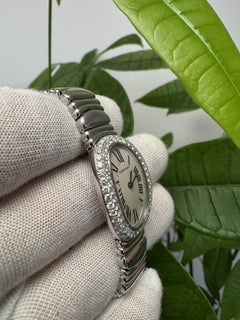 Cartier Baignoire W15133L2 18K white Diamond Bezel Ladies Watch