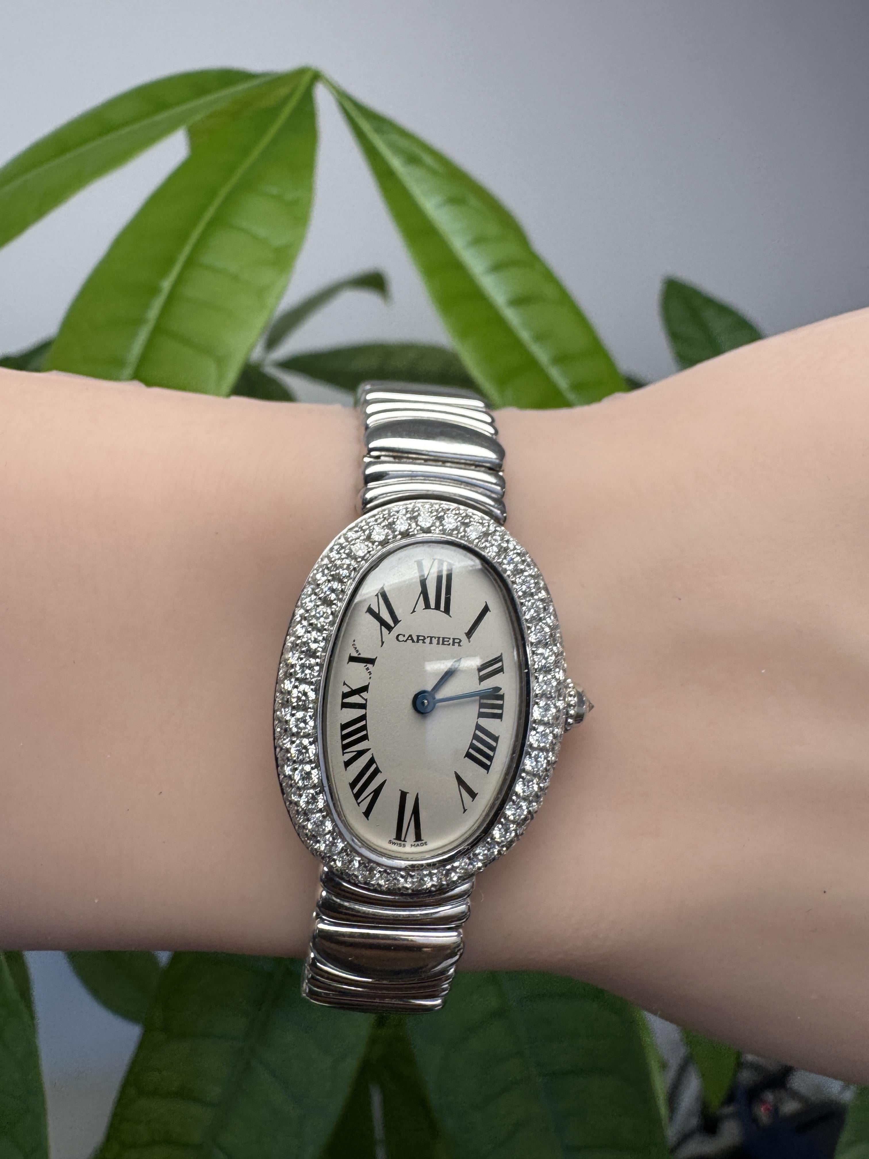 Reloj Cartier Baignoire W15133L2 18K blanco Bisel Diamante Mujer en venta 2