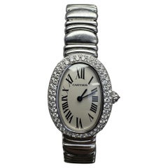 Reloj Cartier Baignoire W15133L2 18K blanco Bisel Diamante Mujer