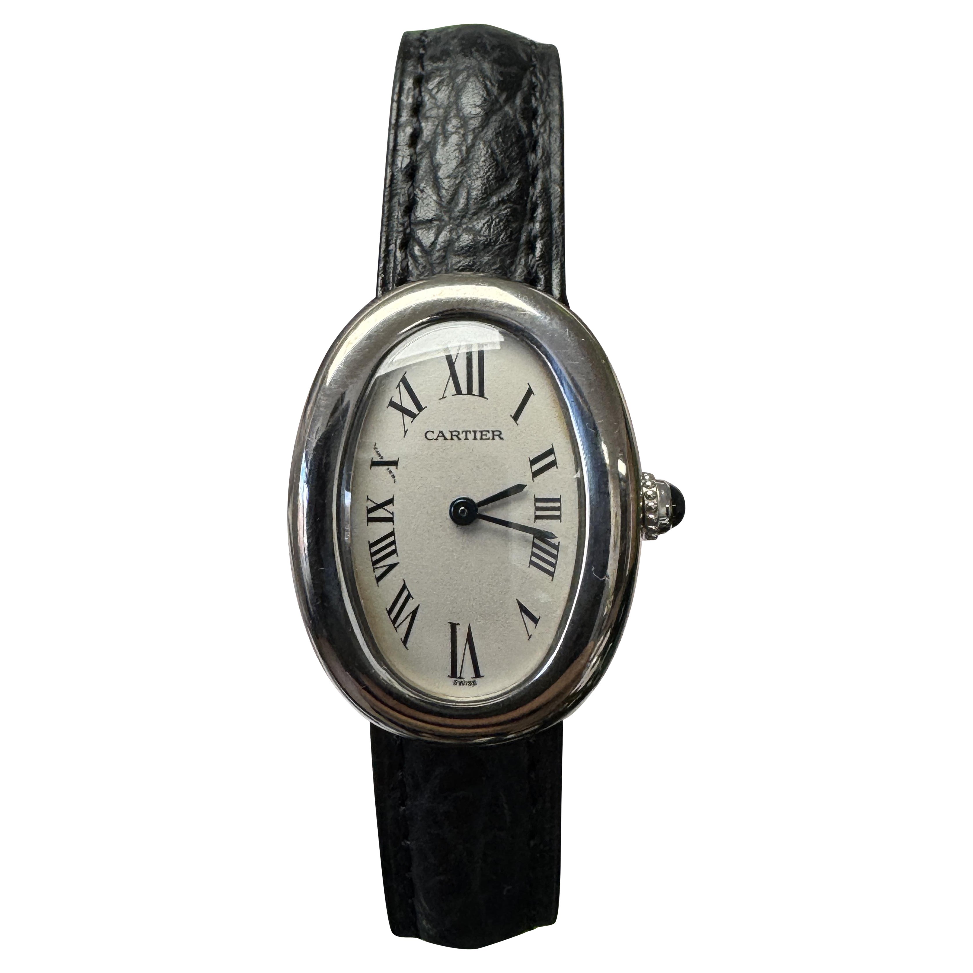 Cartier Baignoire W15133L2 18K white Gold Ladies Watch For Sale