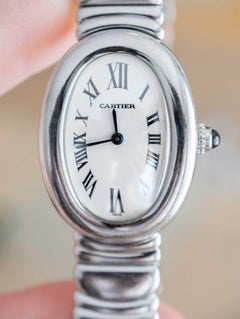Cartier Baignoire W15133L2 Steel Quartz Ladies Watch Integrated Bracelet